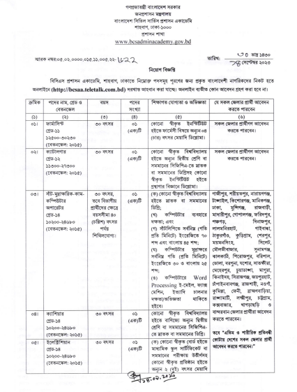 Recently Posted Recruitment Bangladesh Civil Service Administration Academy (BCSAA)